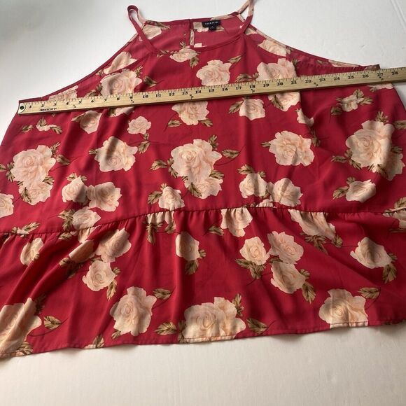 Torrid Blouse Pink Floral Roses Chiffon Straps Sleeveless Women's Sz 4 Pre Owned - Picture 6 of 15